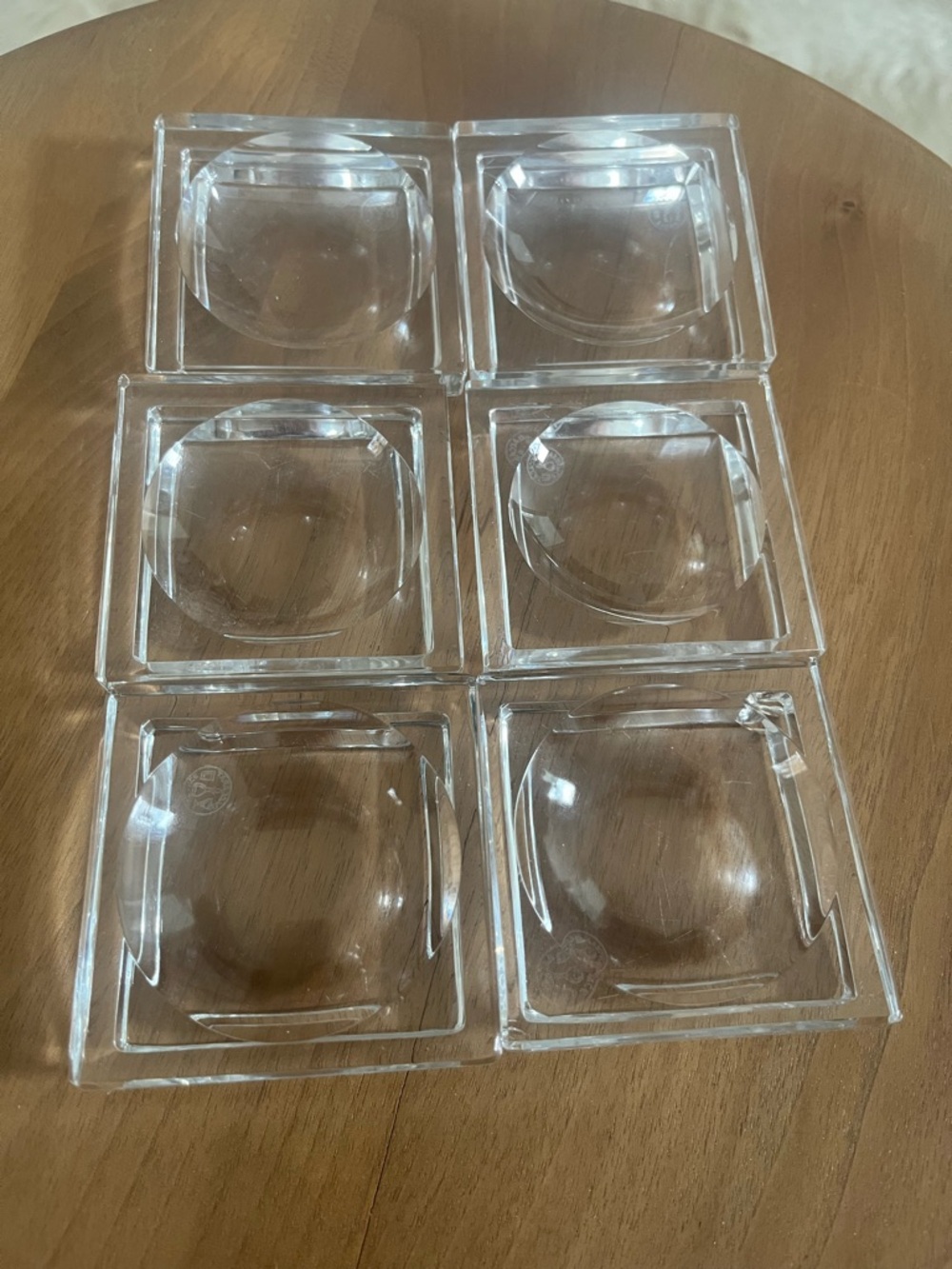 Baccarat Clear Crystal Square Dishes Set of 6